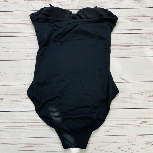 Carmen Marc Valvo Womens Bandeau One Piece Swimsuit Solids Black 4 New - Picture 5 of 5